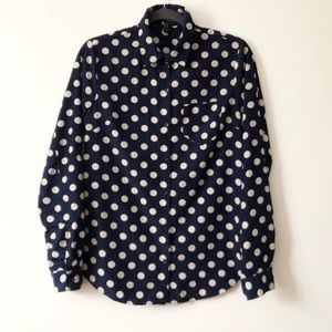 Forever 21 Navy Blue White Polka Dot Shirt
